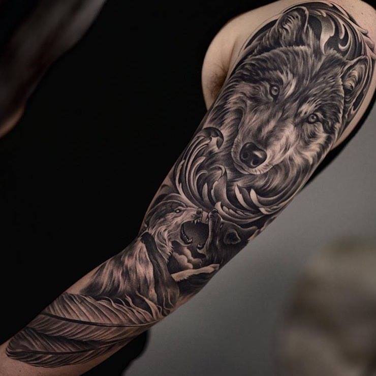 tatuaje-de-lobo-en-brazo