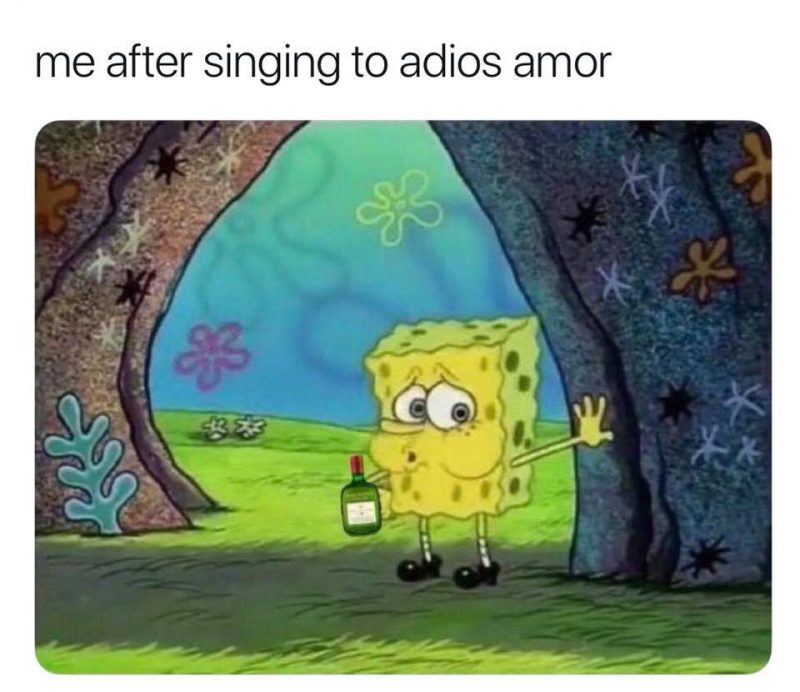Me after singing to adios amor...